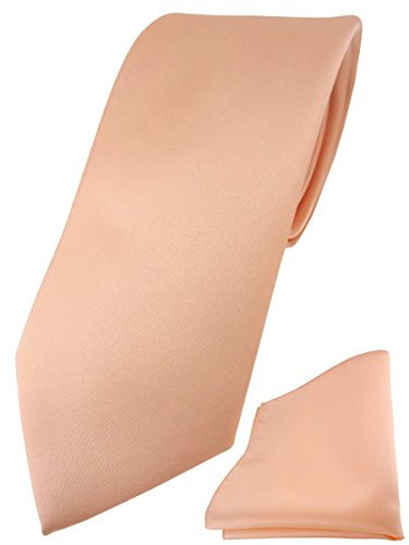 TigerTie Herren Krawatte – Klassische 7,5 cm Krawatte Designer Einstecktuch in lachs einfarbigem Design, ideal für Geschäftstermine, festliche Anlässe und die Freizeit