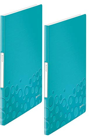 Leitz Sichtbuch wow, A4, PP, 20 Hüllen (eisblau metallic, 20 Hüllen | 2er Pack)