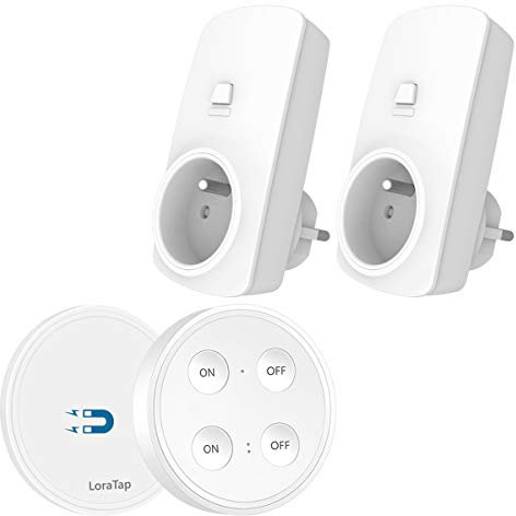 LoraTap 2 Funksteckdosen, 2500 W, Radio 868 MHz, Autonomie, kabellose intelligente Steckdose, Batterien im Lieferumfang enthalten