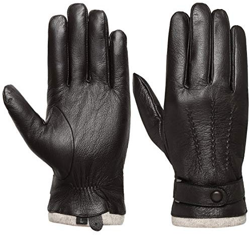 Acdyion Herren Winter Warme Outdoor Lässige Lederhandschuhe rutschfeste Touchscreen Texting Geeignet Wollfutter Weiche Winddicht Handschuhe aus Echtleder(Brown, M)
