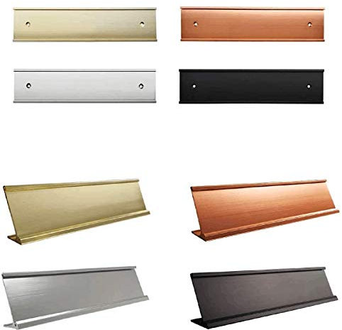 Office Name Plate Holders - Fits Standard Size, Goes on Wall or Desk, choose color and type (2x8 inch)