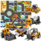 HERSITY Camion Costruzione, 6 Pezzi Mini Auto Giocattolo Con Mappa, Die-cast Veicoli Macchinine Bambini Escavatore Ruspa Betoniera, Modello Auto Regalo per Ragazzo Bambino 3 4 5 Anni