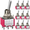CLDIY Kippschalter AC 5A / 125V 2A / 250V 6-polige Anschlüsse Ein/Aus/Ein 3 Positionen DPDT Kippschalter Mini Miniatur Kippschalter Auto Armaturenbrett, 10St