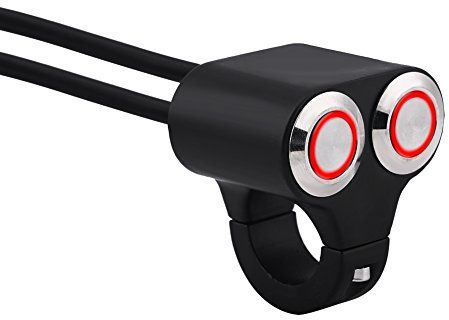 Interruttore manubrio moto, 7 / 8inch 22mm Interruttore manubrio moto Faro anteriore Fendinebbia Interruttore ON/OFF con spia luminosa(Type-b)