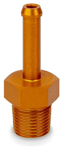 PrecisionGeek Orange Anodised Aluminium 1/8 NPT to 5–6 mm Push-On Barb Hose Adapter – DIY Plumbing & Pneumatic Projects