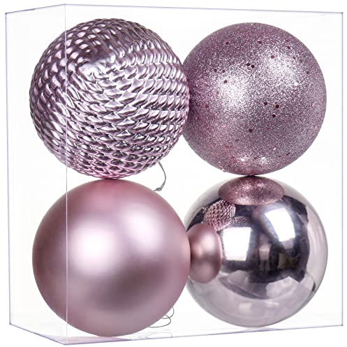 12CM Weihnachtsdeko Weihnachtskugeln, 4 Stücke Bruchsiche Christbaumkugeln Ornamente Weihnachtsbaumschmuck für Weihnachtsbaum Christbaumkugeln Weihnachtsdekoration Kugeln
