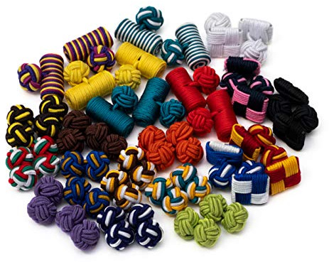 20 Paar Manschettenknöpfe/Seidenknoten/Knoten/Knötchen/Stoffknoten/Umschlagmanschette/Chess/Tönnchen, dehnbar, Gentleman, London Style