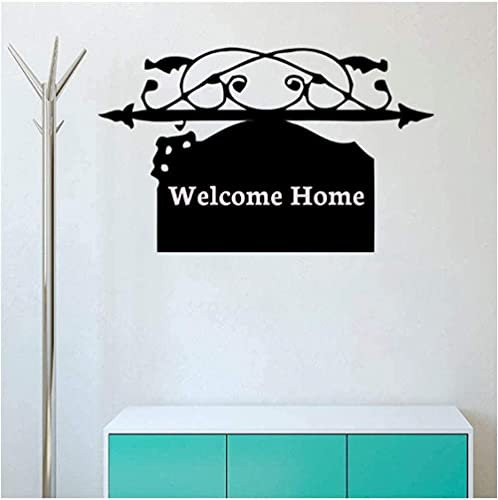 Wandaufkleber Aufkleber Aufkleber, Willkommen Zu Hause Zeichen Wandaufkleber Vinyl Hohle Wohnkultur Selbstklebende Türaufkleber Wandaufkleber 59X73Cm