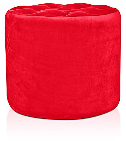 Deshome Sitzhocker rund Ø 50 cm aus Samt Made in Italy Hocker für Sofa Wohnzimmer Schlafzimmer – Sitzpuff Dafne (Rot)