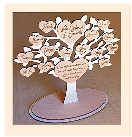 Albero della vita in legno con dedica personalizzata e nomi - regalo maestre nido, materna elementari, mamma, compleanno, nozze d'oro, cresima, comunione- idee idea regalo personalizzato