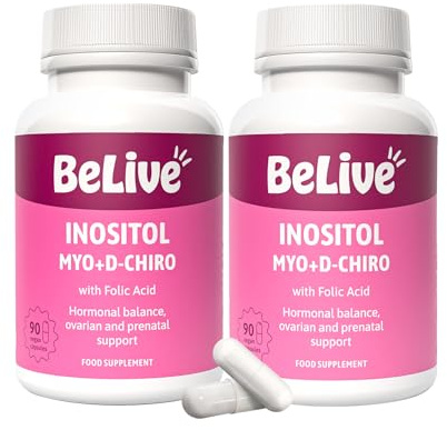 Myo-Inositol & D-Chiro Inositol Capsules with Folic Acid for PCOS | Prenatal Fertility Supplements for Women | Vitamin B8 | Improves Hormonal Balance & Supports Ovarian Function | 40 to 1 (2 Pack)