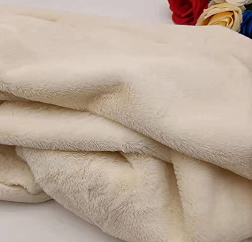 Yimihua Kunstpelz kaninvhen plüschstoff luschstoff kurzhaarig Stoff,Stoff zum nähen Kinder,160cm*100cm(Color:milchig)