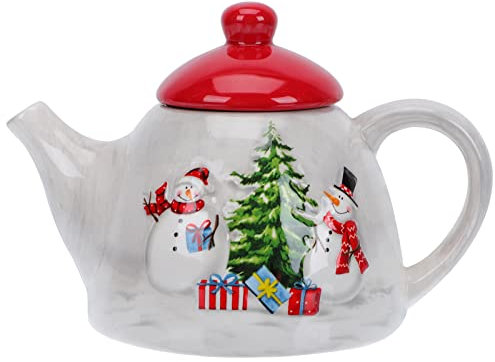1 Pc Servilletero Tetera De Cerámica Navideña Hervidor De Cerámica De Navidad Lindo Hervidor De Jugo Hervidor De Leche De Navidad Jarra De Agua Navideña Estilo Occidental Colocar