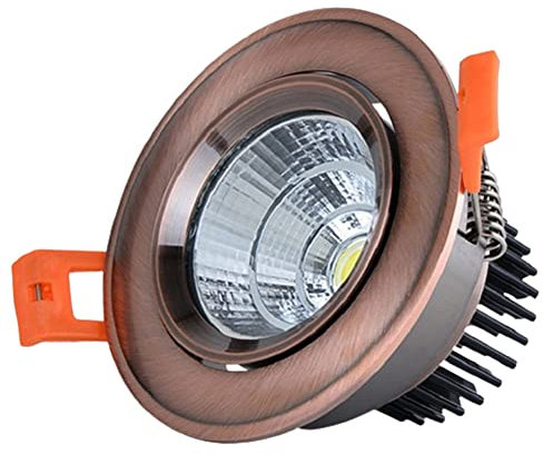 FAZRPIP 3W 5W 12W Downlight Ultra Thin Einbauleuchte COB Augapfel Retrofit Spotlight American Retro Bronze Rot Kupfer Deckeneinbauleuchte für Schlafzimmer Wohnzimmer Eingang