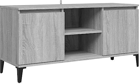 vidaXL TV Schrank mit Metallbeinen Lowboard TV Möbel Tisch Board Sideboard Fernsehtisch Fernsehschrank HiFi-Schrank Grau Sonoma 103,5x35x50cm