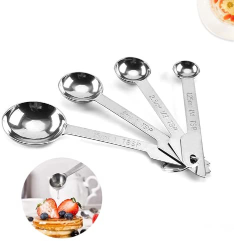 Misurini Grammi,Set Misurini Millilitri, Misurini In Acciaio Inossidabile, Set Misurini Ideali Per Cucinare, Sfornare, Misurini Liquidi E Solidi, 4 Pezzi