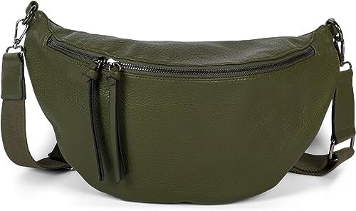 styleBREAKER Women's Half Moon Crossbody Shoulder Bag, detachable adjustable shoulder strap, solid color handbag 02012386, Colour:Olive