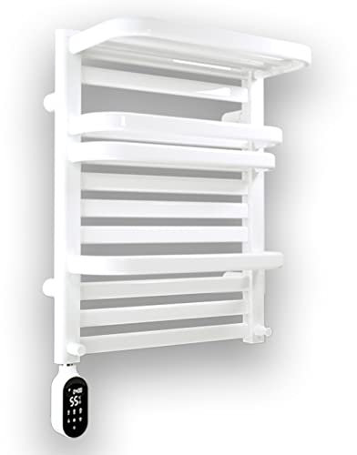 SKYLYZH Elektrischer Handtuchhalter, WiFi Intelligente Konstanttemperatur Handtuchheizung, für APP Handtuchwärmer, Handtuchtrockner, Badheizkörper, Handtuchheizkörper Elektrisch-A-White Left