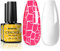 BURANO Crackle Gel Nagellack, Cracked Nagellack Weiß Gel Nagellack 2 Flaschen Set Air Dry (Rosa)