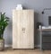 Hallowood Furniture Dudley Large Office Cupboard with Laminated Oak Finish, Lockable Wooden Storage Cabinet with 4 Shelves, Bookcase & Filing Cabinet for Home Office, Wardrobe for Bedroom