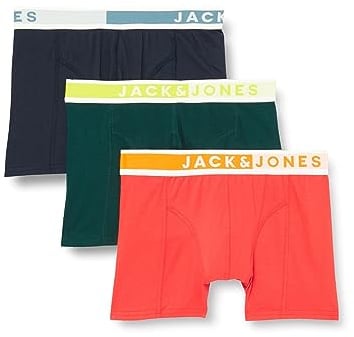 Bestseller A/S Men's JACKVAM Trunks 3 Pack Boxer Shorts, Navy Blazer/Detail:Ponderosa Pine-Bittersweet, M