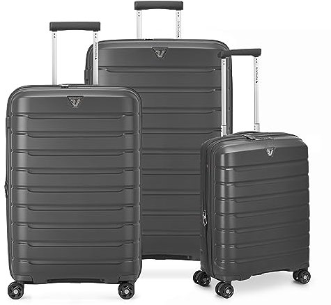 RONCATO B-FLYING Kofferset 3-teilig (Groß, Mittel, Handgepäck) - 4 Rollen, erweiterbar, ANTHRAZIT