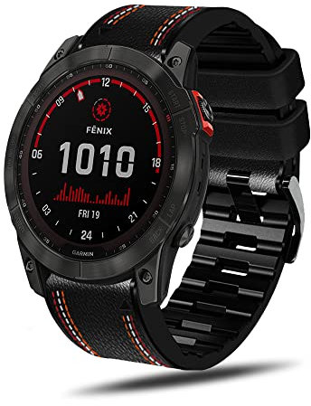 KoGiio Armband QuickFit 26mm für Garmin Instinct 3 Solar 50mm/Instinct 3 AMOLED 50mm/Fenix 8 51 mm Enduro 3/Descent Mk3i 51mm /tactix 7 AMOLED,Uhrenarmbänder Ersatzarmband aus Leder und Silikon