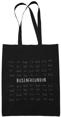 Manilu Jutebeutel Busenfreundin 2.0 Stofftasche in Schwarz & Natur
