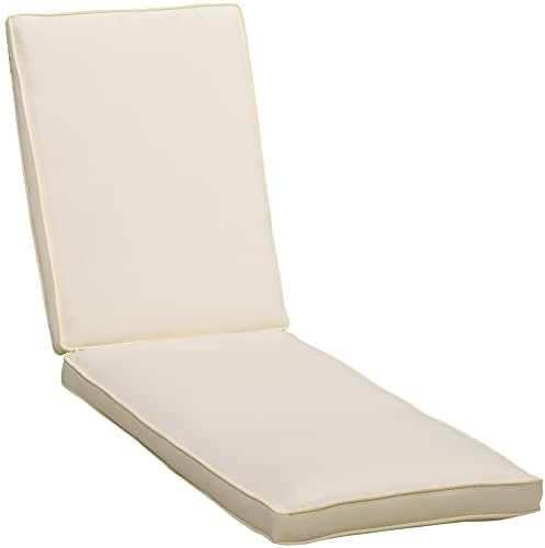 Outsunny Cuscino per Lettino Prendisole con Rivestimento Poliestere Sfoderabile, 188x53x8cm, Bianco Crema
