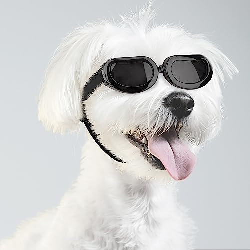 Haustiere Sonnenbrille Hunde Schutzbrille Schwarz Mode Wasserdichter Winddicht Verstellbarer Riemen Anti-UV für Kleine Mittlere Hunde Katzen Motorrad Outdoor Aktivitäten