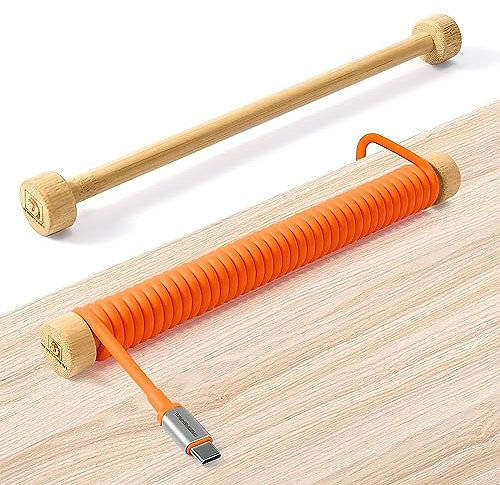 MAMBASNAKE RC03 Custom Fixed Rod For Coiled Keyboard Cable, CNC Bamboo Winder, Mechanical Keyboard Cable Management Pole, Aviator Cable Weight Bar, 7.68In Length - For Gaming Keyboard - Burlywood