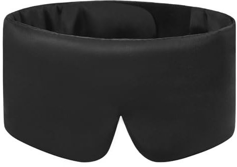 ALASKA BEAR Weighted Eye Mask Silk ALASKA BEAR for Sleeping, Wraparound Style Compression, Wide Headband and Large Coverage Ears for Sound-muffling, Microwavable Beads Filled
