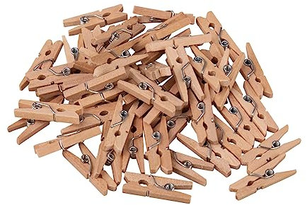 Rayher Mini pinces à linge en bois, nature, 48 pces, 2,5cm, 100% FSC, arts créatifs, décorations, photo, mémo-64588505