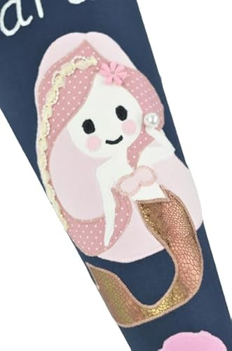Schultüte/Zuckertüte Meerjungfrau mit Namen in blau zur Einschulung für Mädchen, aus Stoff, mit Kissen bestellbar (Schultüte ohne Kissen)