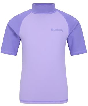 Mountain Warehouse Short Sleeves Kids Rash Vest - UPF50+ Sun Protection Rash Guard, Fast Dry, Flat Seams Childrens Top - for Spring Summer, Swimming Dusky Purple (Plain) Kids Size 11-12 Years