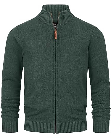 Indicode Herren INLut Strickjacke Cardigan aus 70% Recycelter Baumwolle | Klassische Feinstrickjacke mit Stehkragen und Reißverschluss, Cardigan, Herrenjacke, Freizeitjacke, Strickoberteil für Männer