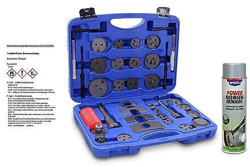 ENVA Bremskolbenrücksteller 35TLG + 500 ml Bremsenreiniger Universal Bremsenrückstellwerkzeug Set inkl. Rückhalteplatte und Adaptern