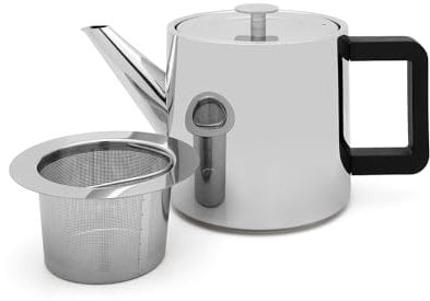Bredemeijer kleine glänzende Teekanne 1.1 Liter doppelwandig & Filter - Kanne aus Edelstahl im norwegischen Design - für länger heißen Teegenuss