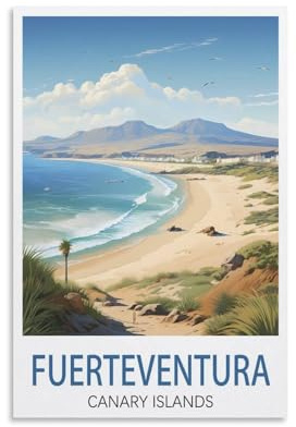 PuPLuM Vintage-Reiseposter Fuerteventura, Kanarische Inseln, Querformat, 20 x 30 cm, Leinwandkunst, Poster für Wohnzimmer, Dekoration, Gemälde für Heimdekoration