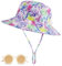 Kinder Sonnenhut mit Sonnenbrille, UV-Schutz UPF 50+ Breiter Krempe Fischerhut Baby mit Verstellbarem Kinnriemen, Atmungsaktiv Bucket Hat für Kleinkinder, =Mädchen - Lila Blumen, M (2-6 Jahre), 54cm