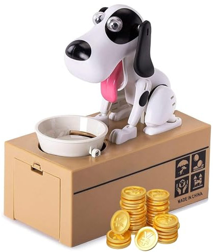 Xrten Hund Spardose, Welpen-Sparschwein, Hungriger Hund Spardose, Münze Kaut Spielzeug Spardose, Frisst Geld Hund Spardose für Kinder Dekoration Geschenk Spielzeug