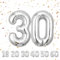 Zahlen luftballon 30 jahre | Silber Folienballon-4030 Geburtstagsdeko -30 Ballon Zahl Deko zum Geburtstag fliegt mit Helium 30.Geburtstag für Männer Frauen 30.Geburtstagsparty Jubiläum