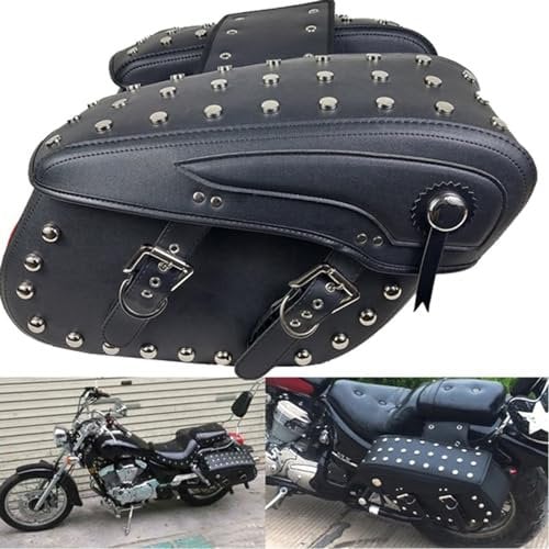 Krtopo Vintage Satteltaschen 16L Motorrad Sitz Schwanz PU wasserdichte Seitensattel Taschen Gepäck Tasche mit Großer Kapazität