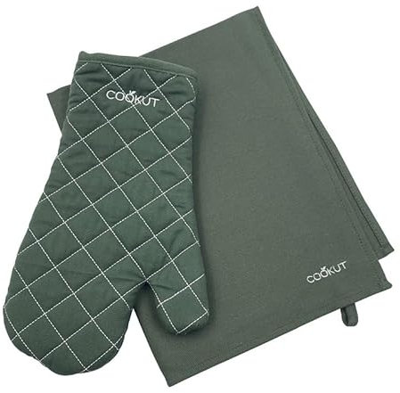 Cookut – Conjunto de guantes y paños verdes foogere la increíble olla – COOKUT