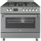 Ferre F9S50E7-GRD 90cm Dual Fuel Range Cooker With Double Turbo Fan & Wok Burner - Dove Grey