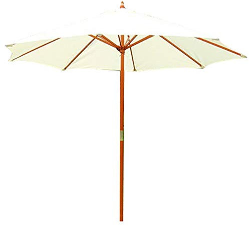 ASumPio Parasol D'Extérieur, Parasols De Plage Pliants Portables Ronds Avec 8 Nervures En Bois, Pergola De Camping-Car Au Bord De La Piscine, 270 Cm (Beige)