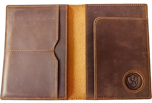 STAR VISTA Albatross Reisepasshülle aus Leder, minimalistisches Design, Vollnarbenlederhülle für Damen und Herren, schlanke Reisepasshülle, faltbar, RFID-blockierend, Espressobraunes Rindsleder AirTag