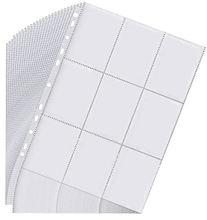 Cymbryxt 40 Sheets Game Card Sleeves, 720 Pockets Trading Card Double-Sided 9 Pocket Transparent Waterproof, Trading Collecting Card Sleeves Plastic Binder Sheets for Storage Album Pages Game Card