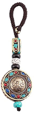 Generic Tibetischer Buddha Anhänger Schlüsselanhänger Mantra Zeichen Yoga Charm Auto Schlüsselanhänger für Frauen Nepal ethnischer Schmuck