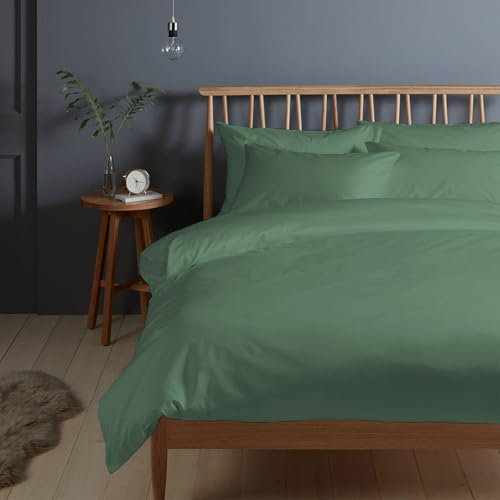 Pizuna 400 Fadenzahl aus Baumwolle Bettwäsche Heckengrün, 100% Langstaple Baumwolle Bettbezug und Kissenbezug, 100% Baumwolle Mako Satin 2-Teilig Bettwäscheset 140x200 + 70x90 Heckengrün